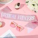 3 x Pink Birthday Princess Sash and Sunglasses for Women Birthday Girl Party Decoration Party Gifts