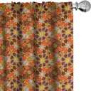 Lunarable Retro Curtains, Colorful Rhythmic Traditional 70's Vintage Flowers Inspired Motifs Illustration, Window Treatments 2 Panel Set for Living Room Bedroom, Pair of - 28" x 63", Orange Brown (28"W x 63"L (Pack of 2))