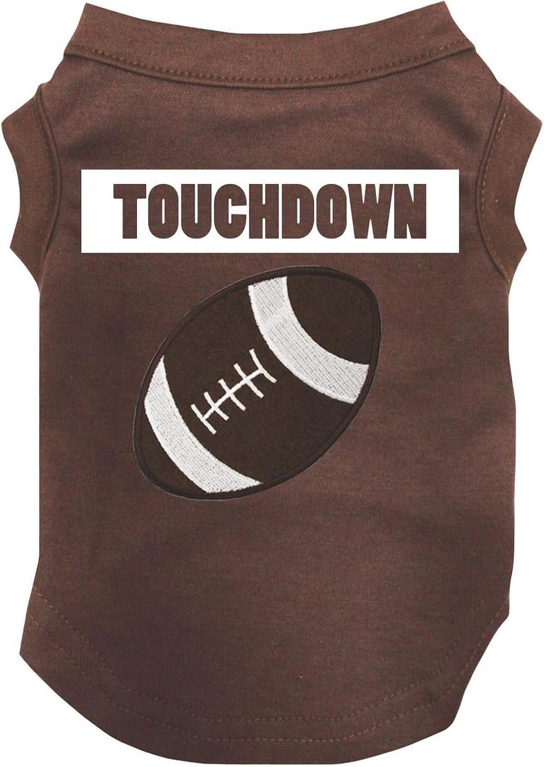 Petitebella Touchdown Football Puppy Dog Shirt (Brown, Medium)