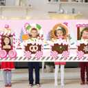 Pink Gingerbread Train Photo Props Large Christmas Train Shaped Backdrop Banner Xmas Gingerbread Party Decorations for Winter Holiday Festival Photo Booth Background Home Class Decor Party Supplies