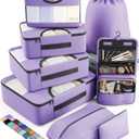 Veken 8 Set Packing Cubes for Travel Essentials, Suitcase Organizer Bags Set for Luggage, Road Trip Travel Accessories in 4 Sizes (Extra Large, Large, Medium, Small), Purple (05-Light Purple)