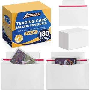 180 Pack Mailer Trading Card Envelopes7" x 4.35" Trading Card Mailers for Shipping, Perfect Sized Shipping Envelope for Mailing Semi-Rigid and Toploaders, Protector Supplies. (White)