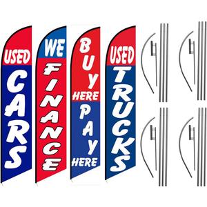 Leinuosen 4 Sets Used Cars Feather Flag Pole Kit 7 ft Windless Swooper Flag Banner Kit Lot Auto Finance Pre Owned Second Hand Cars Save Here Advertising Flags Car Dealership Supplies