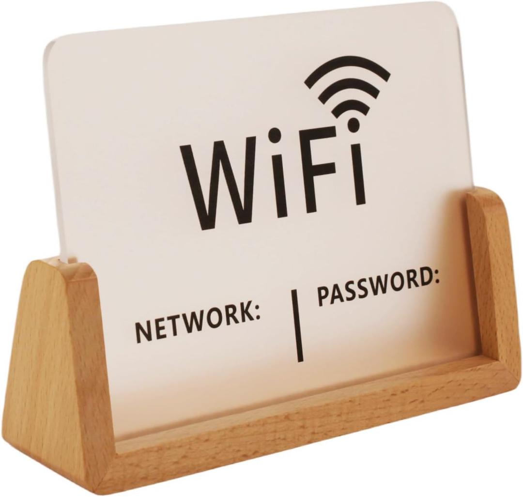 Wifi password signs creative vertical desktop American modern Simplicity, Wifi signs for home decor Classic Custom Design (Wood Base)