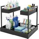 Expandable Under Sink Organizer, 2-Tier Height Adjustable Sliding Rack, Carbon Steel Frame with Ball-Bearing Slides, 12.820.5 Width for Kitchen & Bathroom(Does Not Fit Cabinets with Middle Divider)