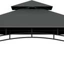 Grill Gazebo Replacement Top, 5 * 8 Outdoor BBQ Top Cover, Double Layer BBQ Gazebo Top Canopy for Model #L-GG001PST-F(Dark Gray)