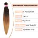 Ombre Braiding Hair 26 Inch 6 Packs Pre Stretched Braiding Hair Extensions For Braid Itch Free Hot Water Setting Synthetic Yaki Texture Prestretched Crochet Braids(1B/30/27#, 26Inch)