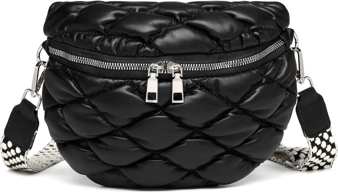 Eslcorri Crossbody Bags for Women - Fashion Sling Purse Shoulder Bag Fanny Pack Leather Causal Chest Bum Bag Cross Body Purse (096-black)
