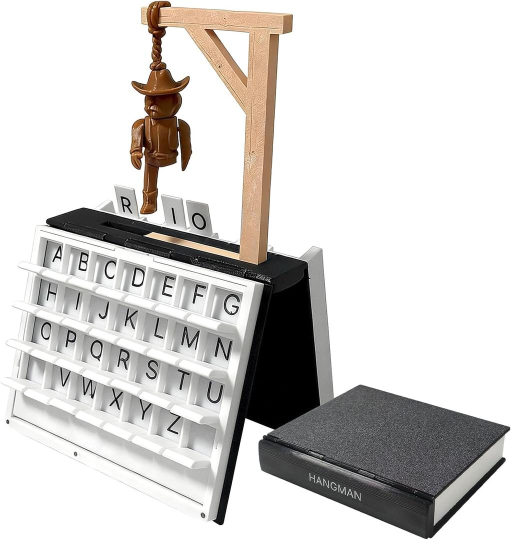 Playbook'd Hangman Game Magnetic Cowboy - 3D Printed Letter Board Games Packaged Like Books, Book Board Games with 52 Letter Cards, Vocabulary Words Spelling Challenge Table Games