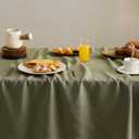 Linen Tablecloth for Rectangle Table, 52x70 Inch Olive, Farmhouse Style Green Tablecloth, Water Resistant Burlap Tablecloths for Dining Table Farmhouse Kitchen