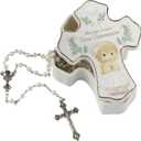 Precious Moments Blessings On Your First Communion, Bisque Porcelain Rosary Box with Rosary, First Communion Gift for Girls, Religious Keepsake for Catholic and Christian Faith