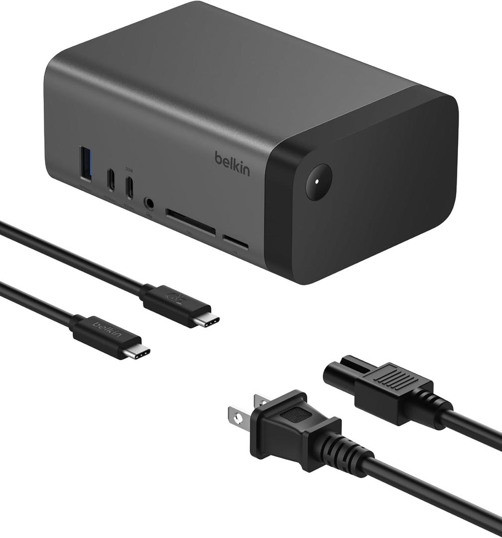 Belkin USB-C Hub, 11-in-1 Pro GaN Dock 150W, Multi-Port Docking Station w/USB-C, USB-A, Ethernet, SD, MicroSD, 3.5mm Port, 4K HDMI Ports for Triple Monitor Display - Compatible w/MacBook Pro & More