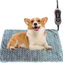 Pet Heating Pad for Dog Cat Temperature Adjustable Dog Cat Bed Warmer Pad with Timer Auto Off Heavy Duty Chew Resistant Cord Waterproof Warming Blanket Mat for Puppy Kitten (Grey, 18X28``)