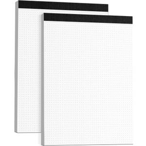 Dot Grid Desk Notepad 2 Pack 8.5 x 11 Dot Paper Pad, 30 Sheets per Pad, White, 5x5 (5 Dots per inch), Easy-Tear Perforations, 8.5"x11" Dot Grid Paper Note Pad