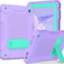 MENZO All-New Case for 8" Tablet, Slim Shockproof Rugged High Impact Protective Case with Kickstand, Light Purple+Turquoise