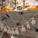 Halloween Garland 7ft Cute Ghost & Wooden Beads - Handmade Rustic Halloween Garland Banner for Mantle Fireplace Farmhouse Indoor Fall Home Decoration, White