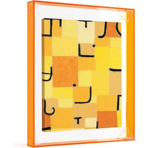 Canvas Floater Frame for 18x24 Oil Paintings, DIY Acrylic Floating Frames for Modern Abstract Art Prints Home Office Kitchen Wall Decor Wedding Mothers Day Christmas Gift (Orange)