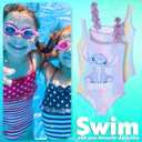 Get Trend One Piece Swimsuit for Girls Teens Kawaii Bathing Suit Cute Swim Suit Swimwear (11-12 Years, Multi Stitch)