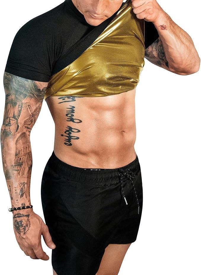 FUXERT Sauna Shirt for Men Sweat Sauna Suit for Gym Exercise Compression Shirt Workout Shapewear, Size 3XL