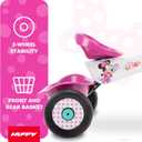 Huffy Disney Minnie Mouse Girl's Trike, Ideal for Ages 3+, Minnie Mouse Graphics, Pink Handlebar Bow Basket, Storage Bins for Snacks or Toys, Sturdy and Durable, Safe for Toddlers