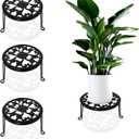 3 Pack Metal Plant Stand Indoor Outdoor, Heavy Duty Flower Pot Stands for Multiple Plants, Black Iron Plant Holder for Planters, Round Plant Shelf for Patio Garden Balcony Living Room