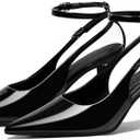 Coutgo Womens Slingback Kitten Heels Closed Pointed Toe Pumps Ankle Strap Work Dress Shoes, Size: 8.5