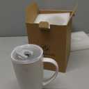 famiware Milkyway Coffee Mug, 20oz Large Coffee Mug, Ceramic Mug with Lid, Tea Cup with Handle for Latte, Tea, Cocoa, Milk, Home & Office, White