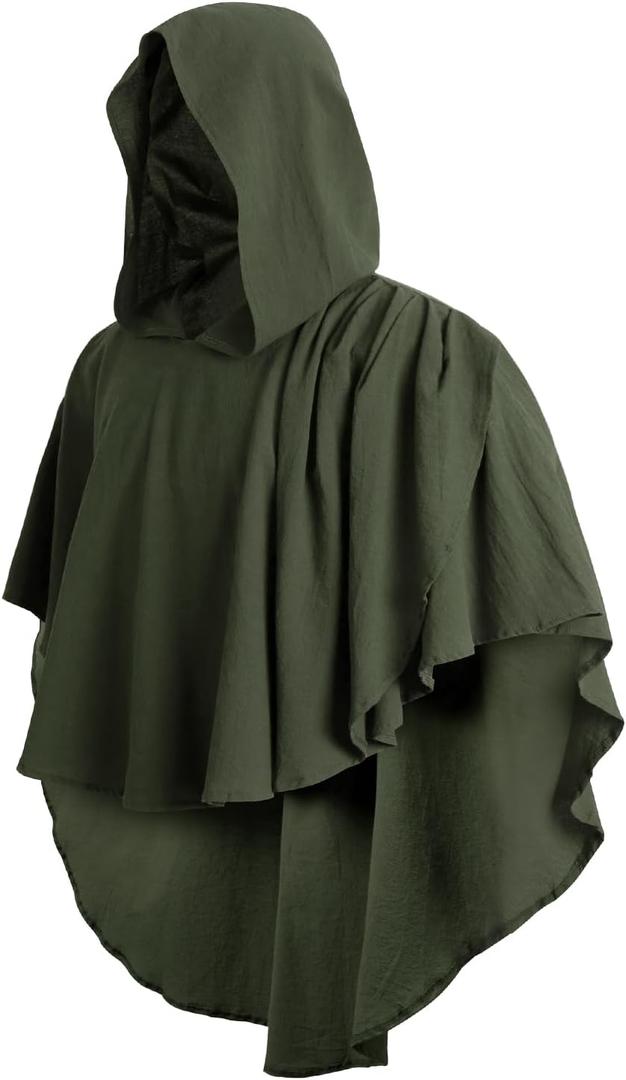 Post Apocalyptic Medieval Hooded Cowl Shawl Scarf Retro Shaman Renaissance Hooded Cape, One Size