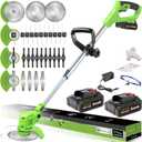 Cordless Weed Wacker Battery Powered, 3-in-1 Electric Weed Eater Grass Trimmer with 2 x 21V 2.0Ah Battery