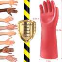 Insulating Gloves For High Voltage Electrical Work 1.8mm-Thickness Protective Gloves Cut & Stab Resistant 12kVAC/22kVDC Max Red Rubber Insulating Handwear For Lineworker Electricians