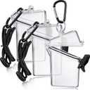 Outus 3 Pack Waterproof ID Badge Holder Case Waterproof Clear Vertical ID Card Holder with Lanyard Carabiner and Keychain Plastic Card Holders Dry Box
