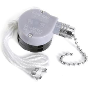 Ceiling Fan Switch Zing Ear ZE-208D 3 Speed 5-8 Wire Pull Chain Switch Speed Control Switch with Pulling String, Nickel