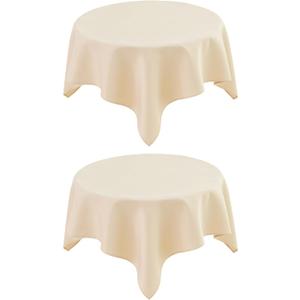 2 Pack Small Square Table Cloth 36X36 Inch Beige Washable Fabric Tablecloth Polyester Solid Tables Cover for Night Stand End Table Side Table Outdoor Indoor