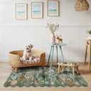 2x5 Washable Kitchen Area Rug: Floral Scalloped Entryway Runner Farmhouse Non-Slip Floor Carpet for Hallway Bathroom Soft Comfort Tile/Hardwood Floors Protection Mat Cute Home Decor(2x5, Floral/Green)