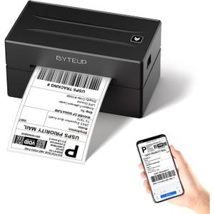 Bluetooth Thermal Shipping Label Printer, 4x6 Label Maker, 203 DPI Inkless Printer, Bluetooth for iOS/Android + USB for Windows/Mac/Chromebook (USB Only), Includes 50 Starter Labels