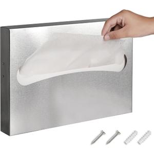 Desyeryamimi Toilet Seat Cover Dispenser,Commercial Stainless Steel Brushed Toilet Seat Cover Holder for Disposable Toilet Seat Covers Wall Mount for Bathroom Restroom