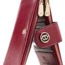 BOSTANTEN Leather Wallets for Women Large RFID Blocking Slim Bifold Purse Card Holder with Zipper Pocket (5-Wine-Red)