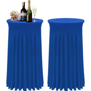 Cocktail Table Covers - 2 Pack 24"x 43" Royal Blue Cocktail Table Tablecloth with Natural Wavy Round Skirt for Bar Wedding Party Banquet (2 Pack - 24 x 43 Inch) Cocktail Table Covers - 2 Pack 24"x 43" Royal Blue Cocktail Table Tablecloth with Natural Wavy Round Skirt for Bar Wedding Party Banquet (2 Pack - 24 x 43 Inch)