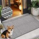 Small Bathroom Rugs,18"x30" Non Slip Grey Braided Bath Mat for Bathroom Floor,Washable Luxury Bath Rug for Tub Soft Boho Absorbent Shower Mat