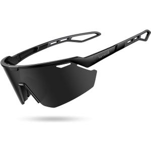 Lamicall 24g Polarized Sports Sunglasses for Men Women - UV400 Protection Sun Glasses for Running Cycling Baseball Fishing (Black Frame-gray Lens)