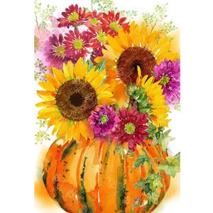 DIAMOND ART CLUB Pumpkin with Sunflowers Diamond Painting Kit, Floral Diamond Canvas, Round 5D Diamond Art for Adults and All Ages, 13" x 19" (32.8 x 48 cm) (Pumpkin with Sunflowers)