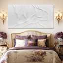 Large White Abstract Wall Art, Hand Painted Textured Canvas with Organic Sculptural Relief, Oversized Modern Statement Wall Decor for Living Room or Bedroom, Gallery Wrapped and Ready to Hang, 2958 Inch