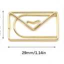 100PCS Envelope Shape Paper Clips Metal Funny Bookmarks Decorative Paper Clamps for School Office Home (Gold)