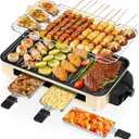 Electric Indoor Grill 1500W -2 in 1 Smokeless Indoor Grill for Kitchen with Non-stick Removable Grill & Griddle Plate, Temperature Control Korean BBQ Grill with 3 Cheese Pans Dishwasher Safe