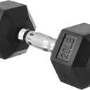 Amazon Basics Rubber Hex Dumbbell with Comfortable Handle for Home Gym Workout, 20 Pounds, Single, Black