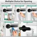 Smart Door Lock with Knob, Keyless Entry Door Locks with Handle, Fingerprint Door Knob for Bedroom/Front Door/Apartment,Generate Passcode Remotely Black
