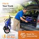 Lightweight Foldable Transport Wheelchair for Seniors Adults, Blue
Portable Travel Wheelchair Aluminum Frame 220LBS Weight Capacity 19.4 LBS Light Chair 2" Thick Leather Padded Seat Cushion