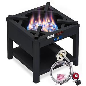 ARC Single Burner Propane Stove, 200,000BTU Cast Iron High Pressure Outdoor Propane Burner Cooker,16.5"Heavy Duty Square Stove, Great For Outdoor Cooking Turkey Fry,Seafood Boil,Homebrewing