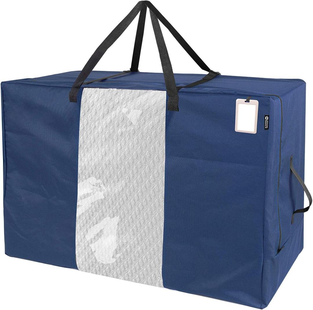 Folding Mattress Storage Bag - Durable Carry Case Fits for Tri-Fold Up to 6 inches Twin Mattress, Navy