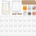 40 Pack 6.7 oz Mini Glass Jars with PE Lids - Small Yogurt/Pudding Containers for Wedding Favors, Honey, Spices & DIY Crafts (Includes Labels & String) (Smooth)